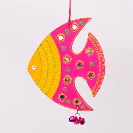 Handmade Wooden Fish Christmas Hanging for Home Decor - Pink, Sky Blue, Navy Blue, Purple